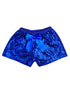 Girls Royal Blue Sequin Satin Bow Elastic Waist Shorts 24 Months-6 - SophiasStyle.com